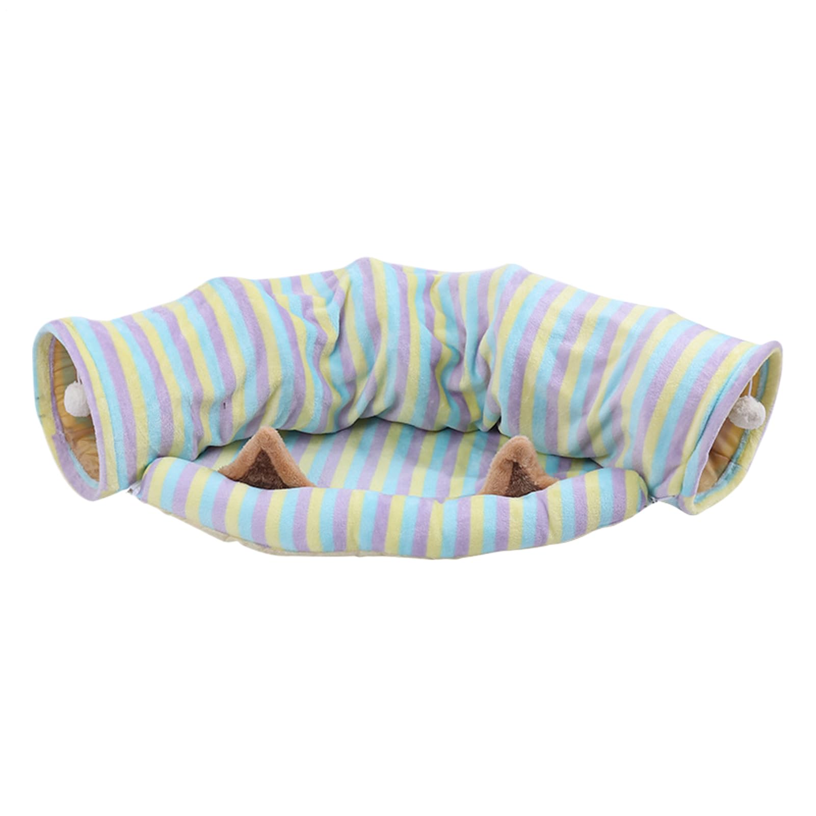Tunnel pour Chat Grand Jouet en Forme De Maison Pliable avec Puzzle | Maisons De Pour Chats À Rayures Colorées Pour L'Intérieur Pour Chaton, Animal De Compagnie, Anniversaire, Fête De Noël,