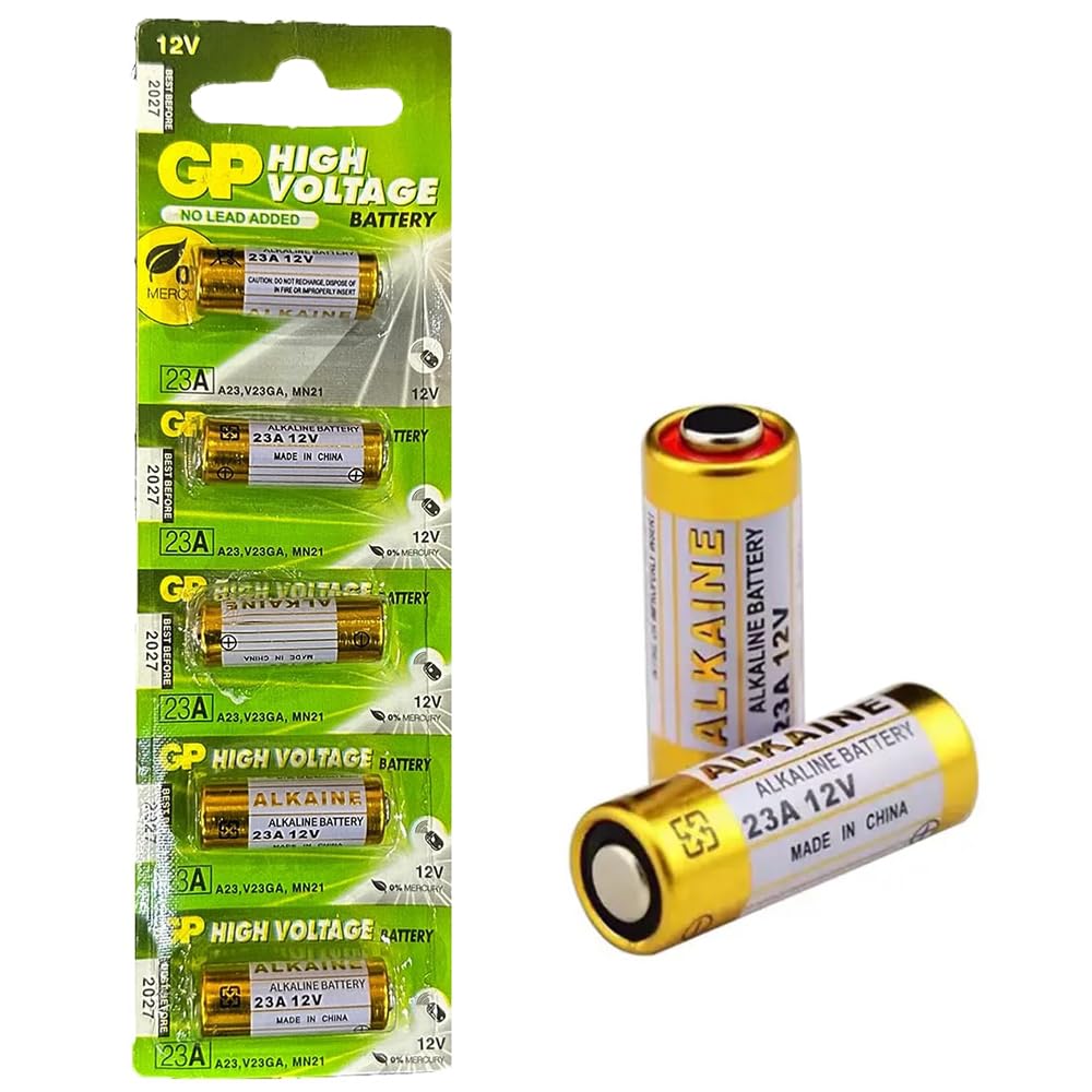 TECHBLAZE 23A_Alkaline Battery 12V High Voltage Cells for Remote Control/Lighters 23AE-2C5 Replacement Batteries Equivalent Part No:A23 /V23GA /MN23 (Pack of 5)-image-28