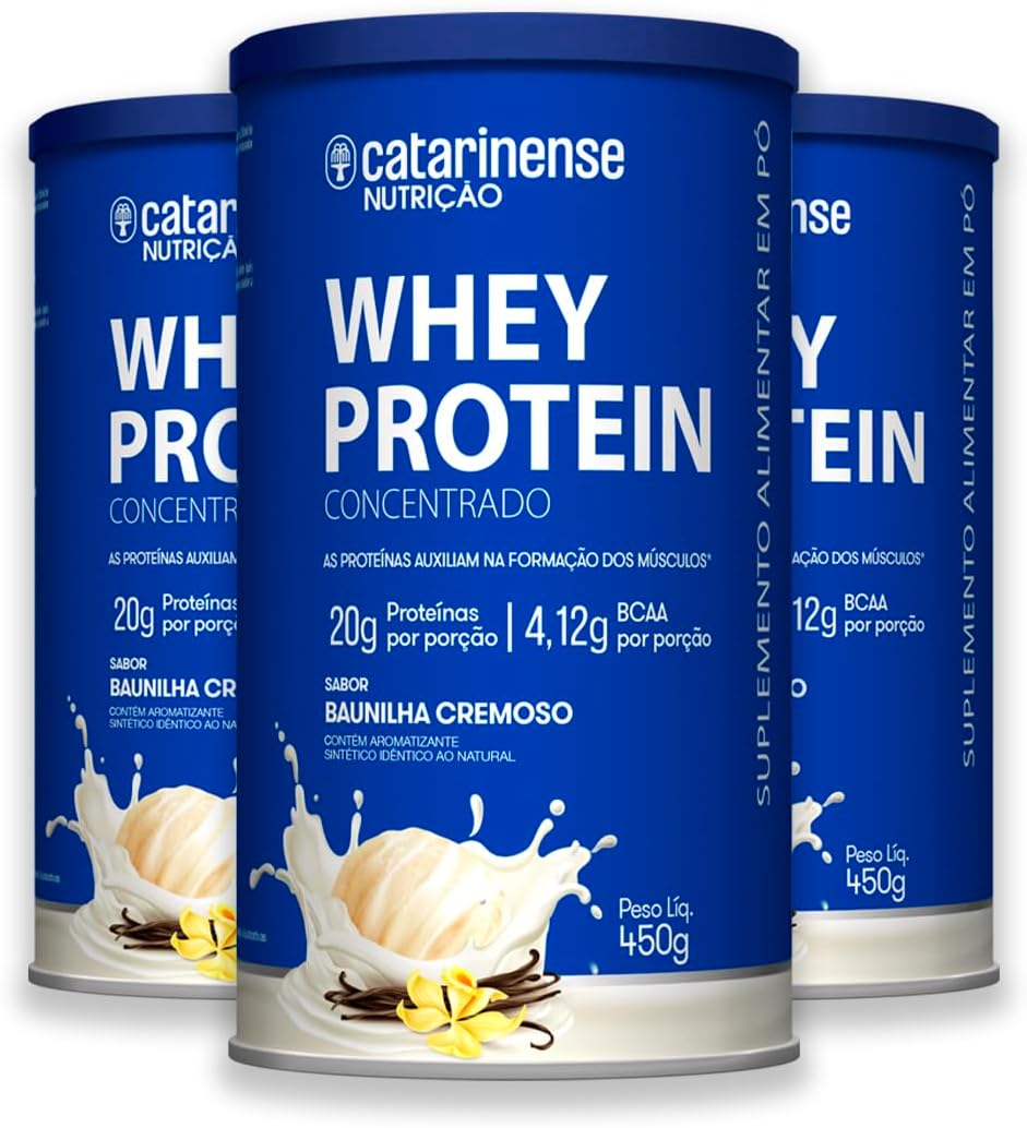 Kit 3 Whey Protein Concentrado Catarinense 450g Baunilha