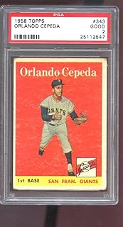 1958 Topps #343 Orlando Cepeda ROOKIE RC PSA 2 Graded Baseball Card MLB Giants - Slabbed Baseball Cards