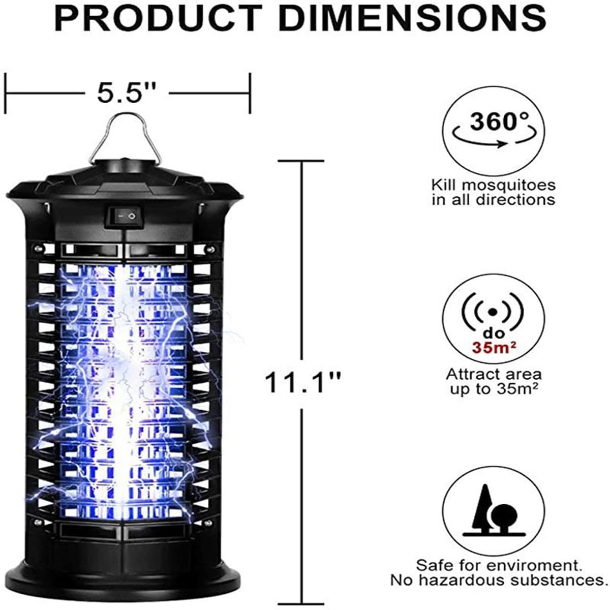Lampe Anti-moustiques électrique, piège à moustiques photocatalytique, piège à Insectes pour l'intérieur et l'extérieur, Lampe Anti-moustiques pour terrasse, Jardin, Maison