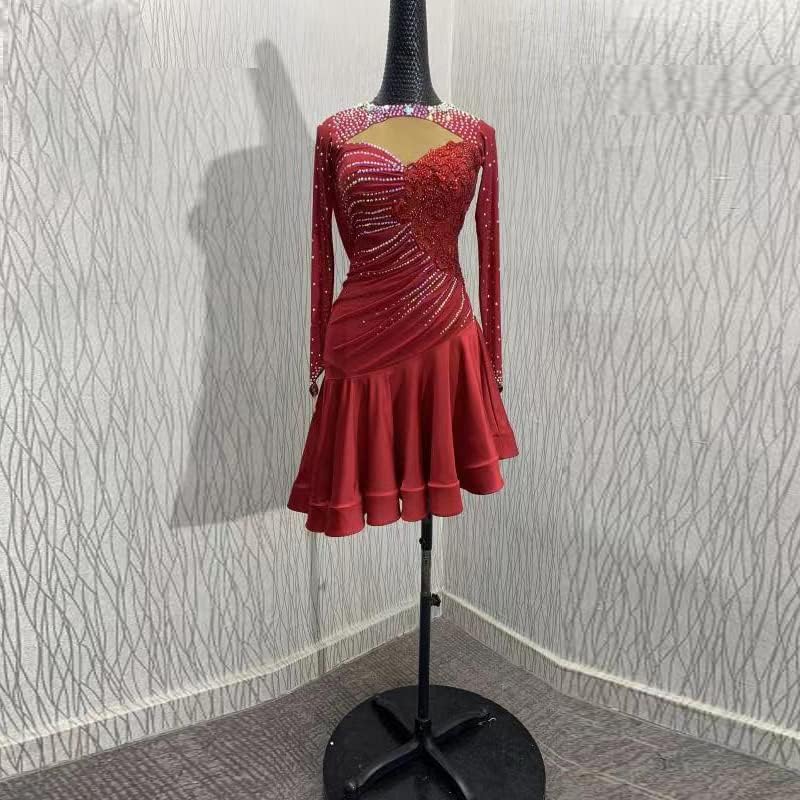 レディース社交ダンス衣装 素敵ダンスドレス 魅力セミオーダー モダン競技発表会ドレス ライトストーン飾り ラテンドレス 品番5298
