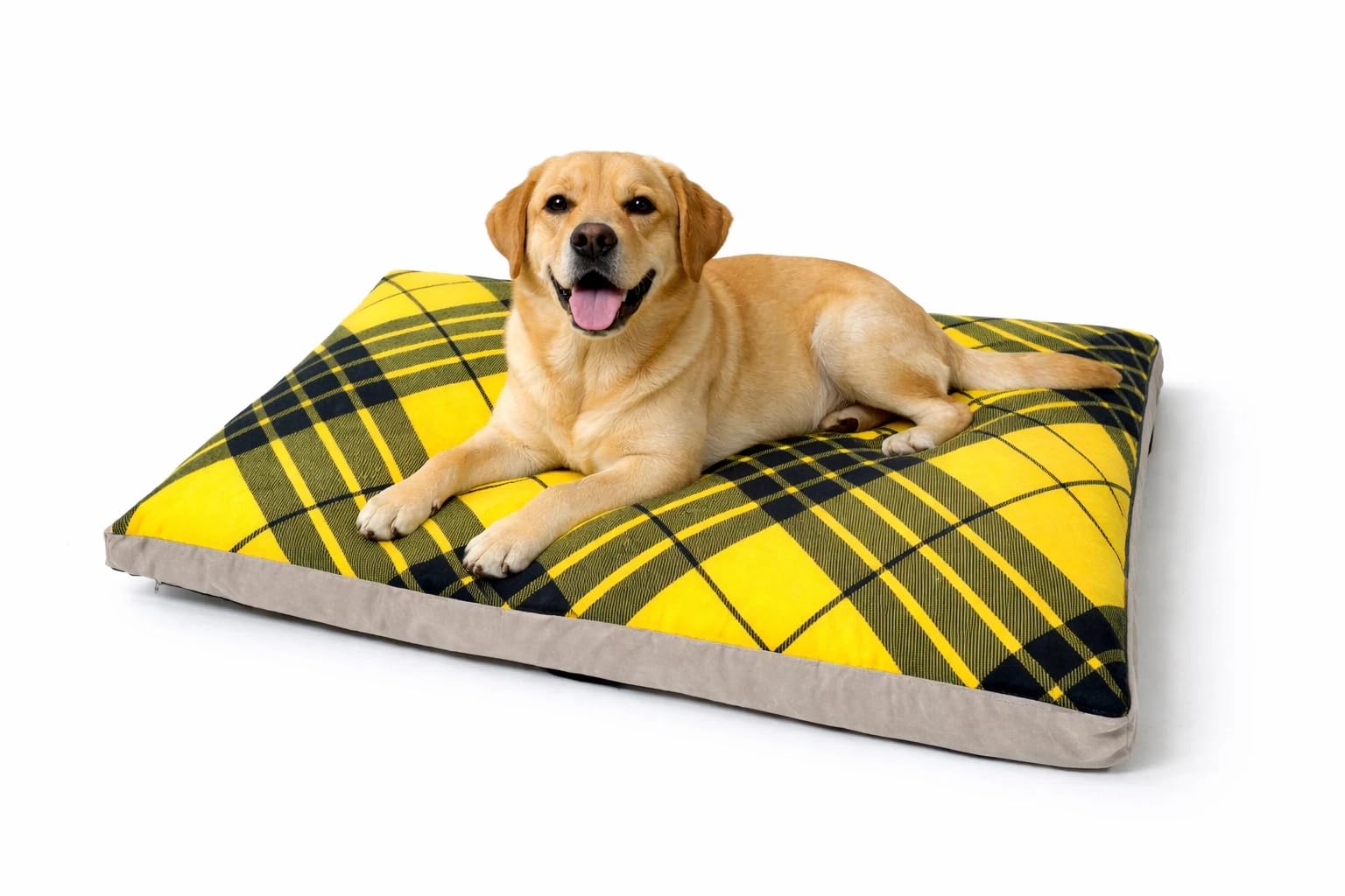 Hometex Box Dog Beds - Tartan (XL, Yellow)