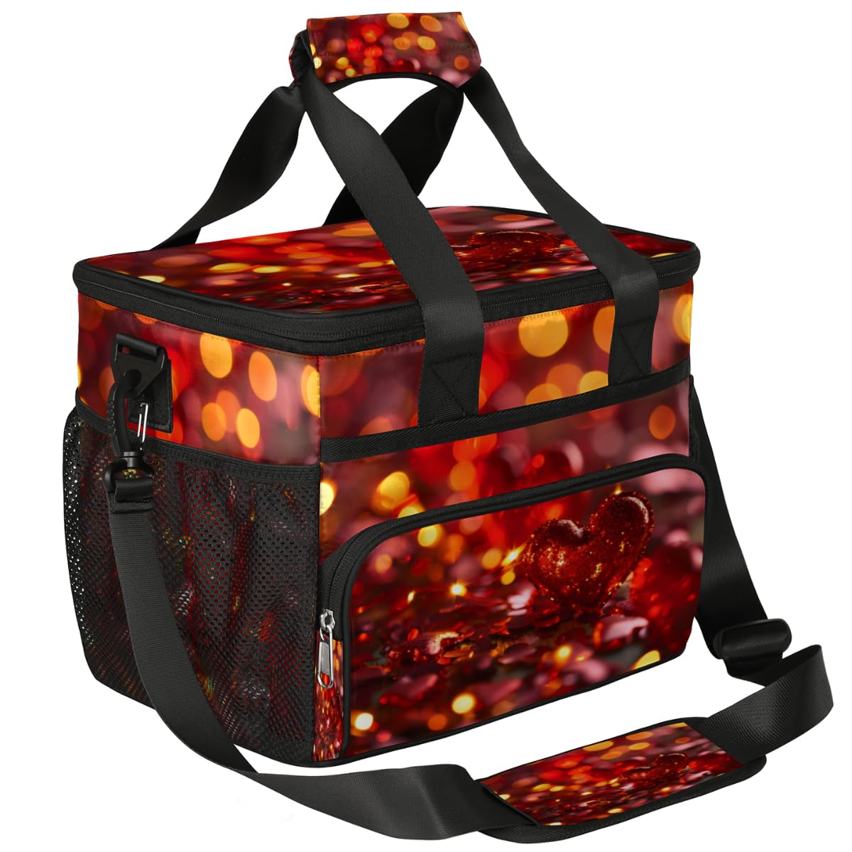 Insulated Picnic Backpack Lunch Box for Women Men Picnic Basket Tote Lunch Bag Picnic Bag Portable Lunch Bags for Picnic, Beach, Work, Trip,Office, Camp Red Love