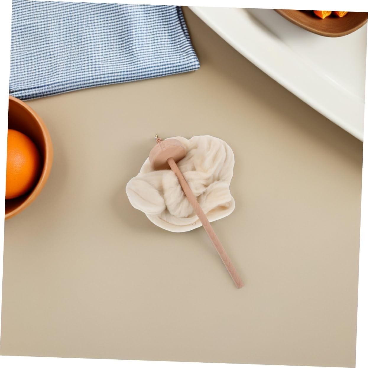 COHEALI 1 Set Drop Spindle Top with Wool Strip Wooden Spinning Tool for Beginners Professionals Portable Durable and Efficient Yarn Making