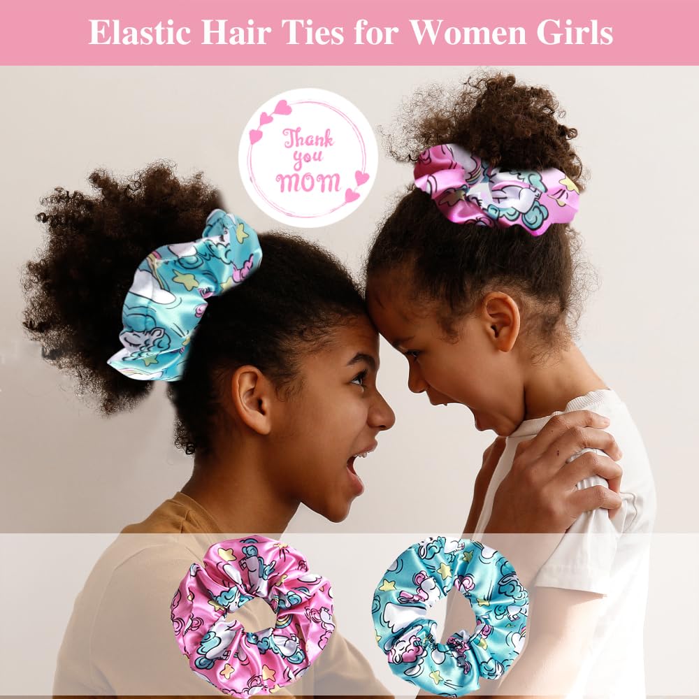 2+2 Satin Bonnets with Scrunchies for Kids, Cute Hair Bonnets for Girls Sleeping Curly Hair, E image 5