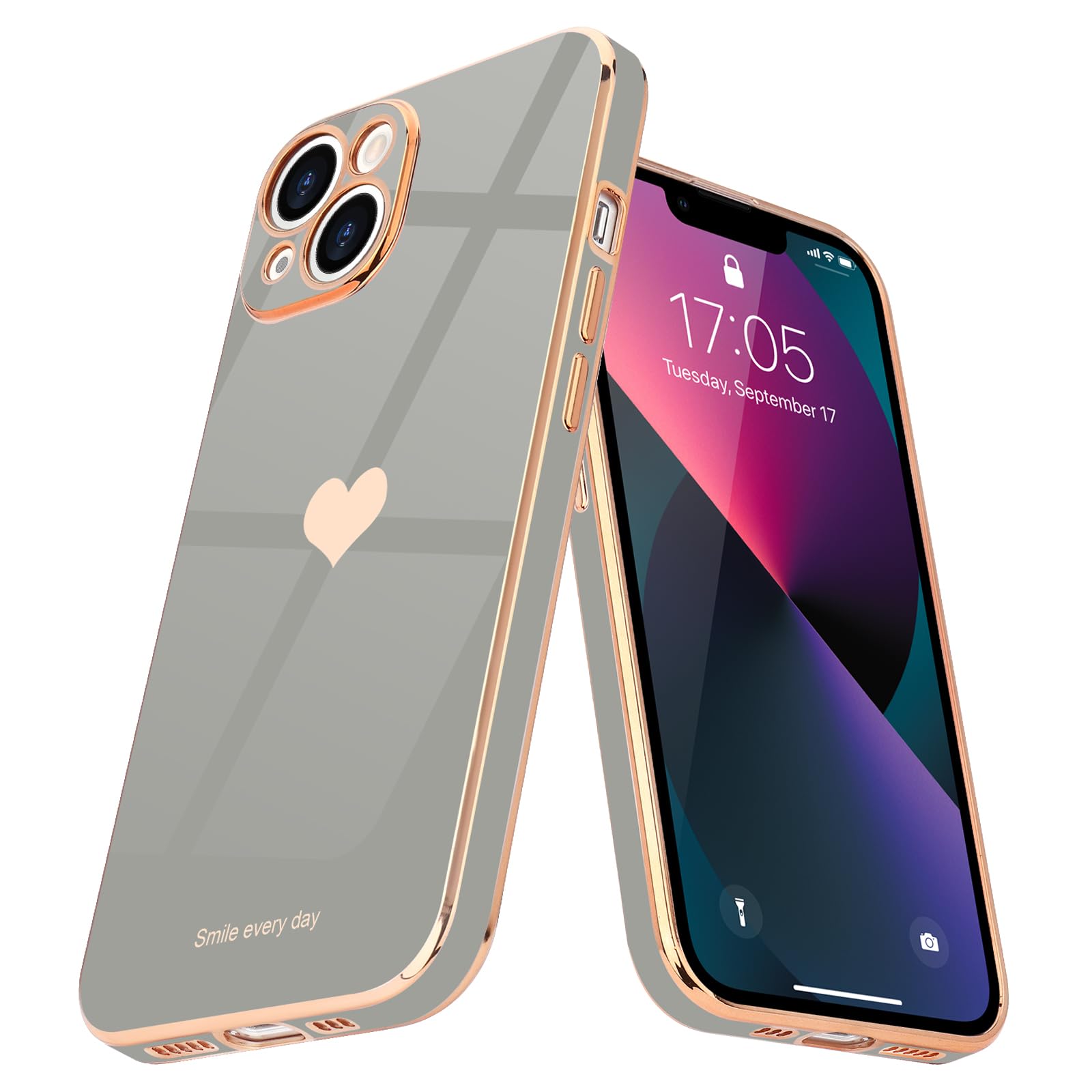 Teageo IPhone 13 Pro Hülle Mit Herz-Muster – Galvanisiert, Stoßfest | Süße Mädchen Handyhülle