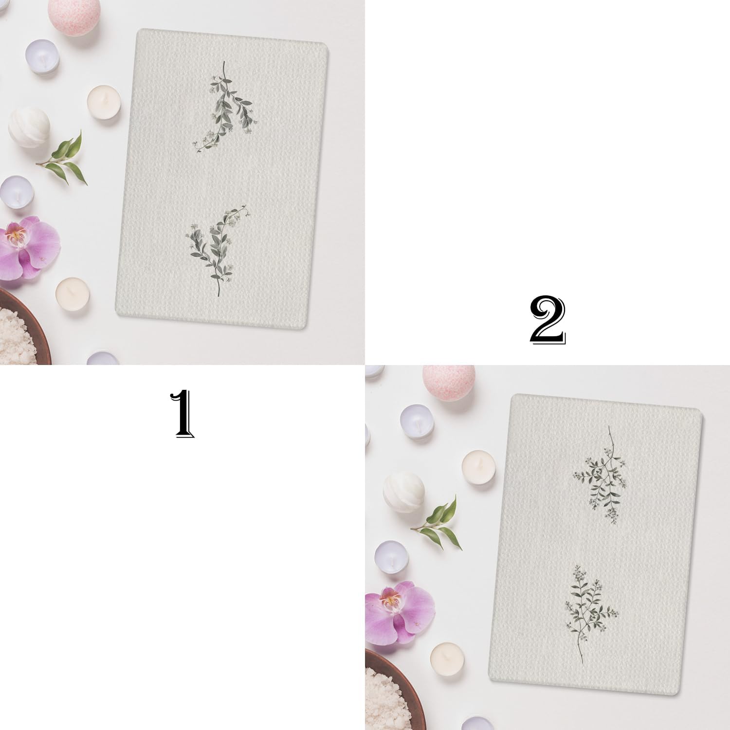 Vintage Floral Kitchen Towels Set of 2, Retro Floral Dish Towels Tea Towels for Kitchen, Vintage Wildflower Hand Towels for Bathroom, Retro Wildflower Kitchen Bathroom Decor, 16x24 Inch(05) - Image 2