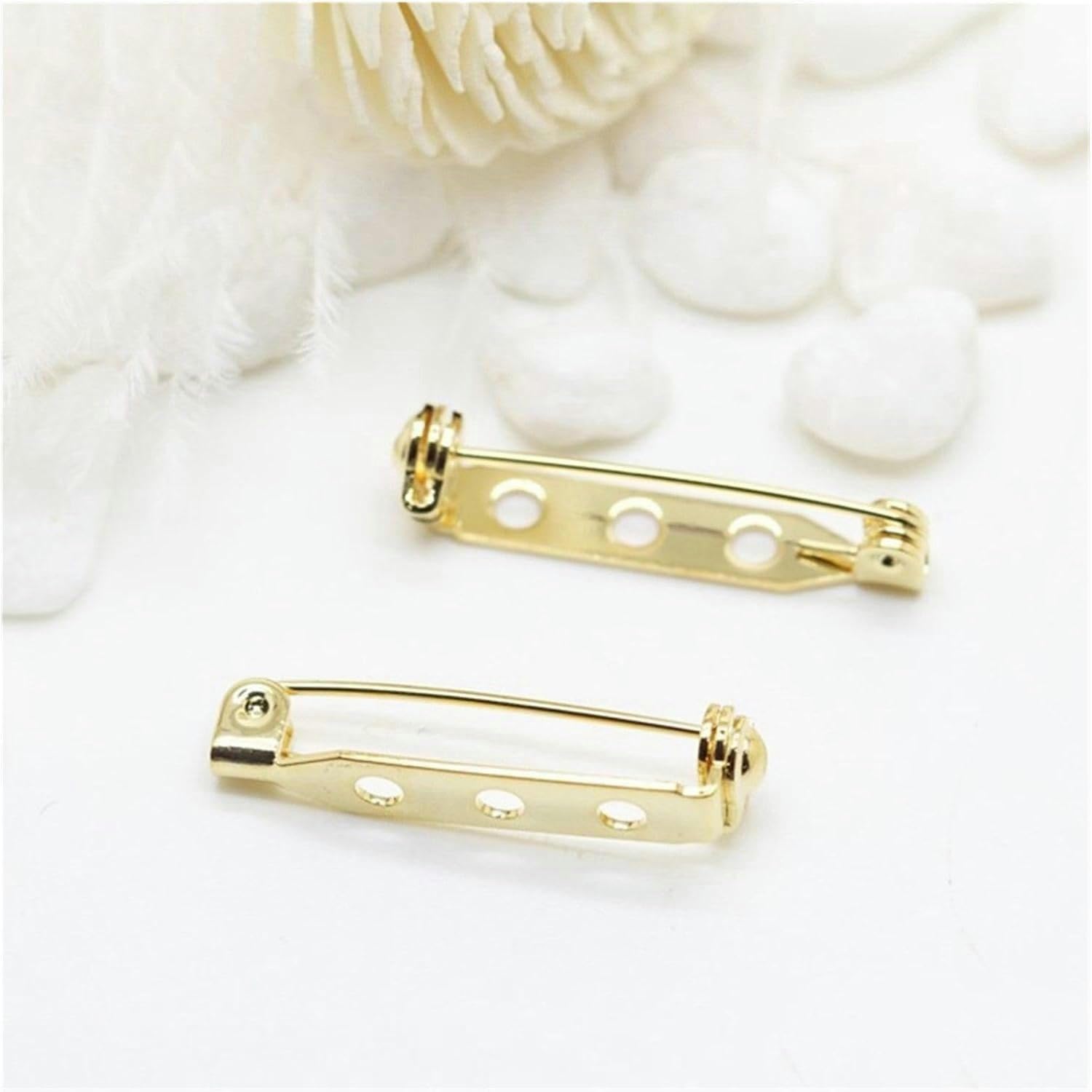 Broche con Pasador de Bloqueo de 27 mm de Largo, Base Trasera, Soporte for Insignia, alfileres for Broche, Accesorios de joyería DIY, 4 Piezas, Dorado(8 pcs)