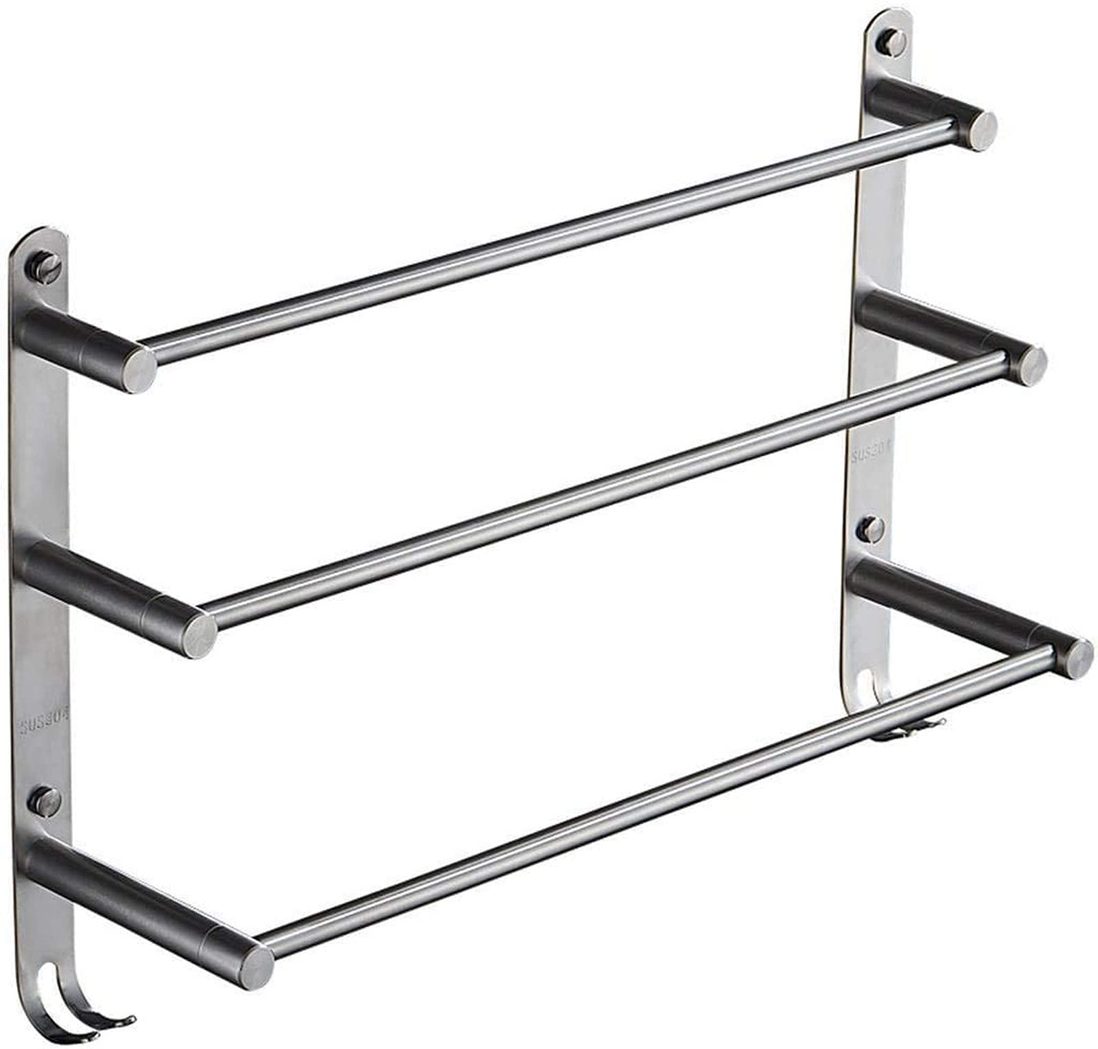GONMDOPY Towel Rail,Towel Rack Bathroom Towel Towel Shelf Three-Layer Stainless Steel,Wall Hanging Towel with Hook/40Cm