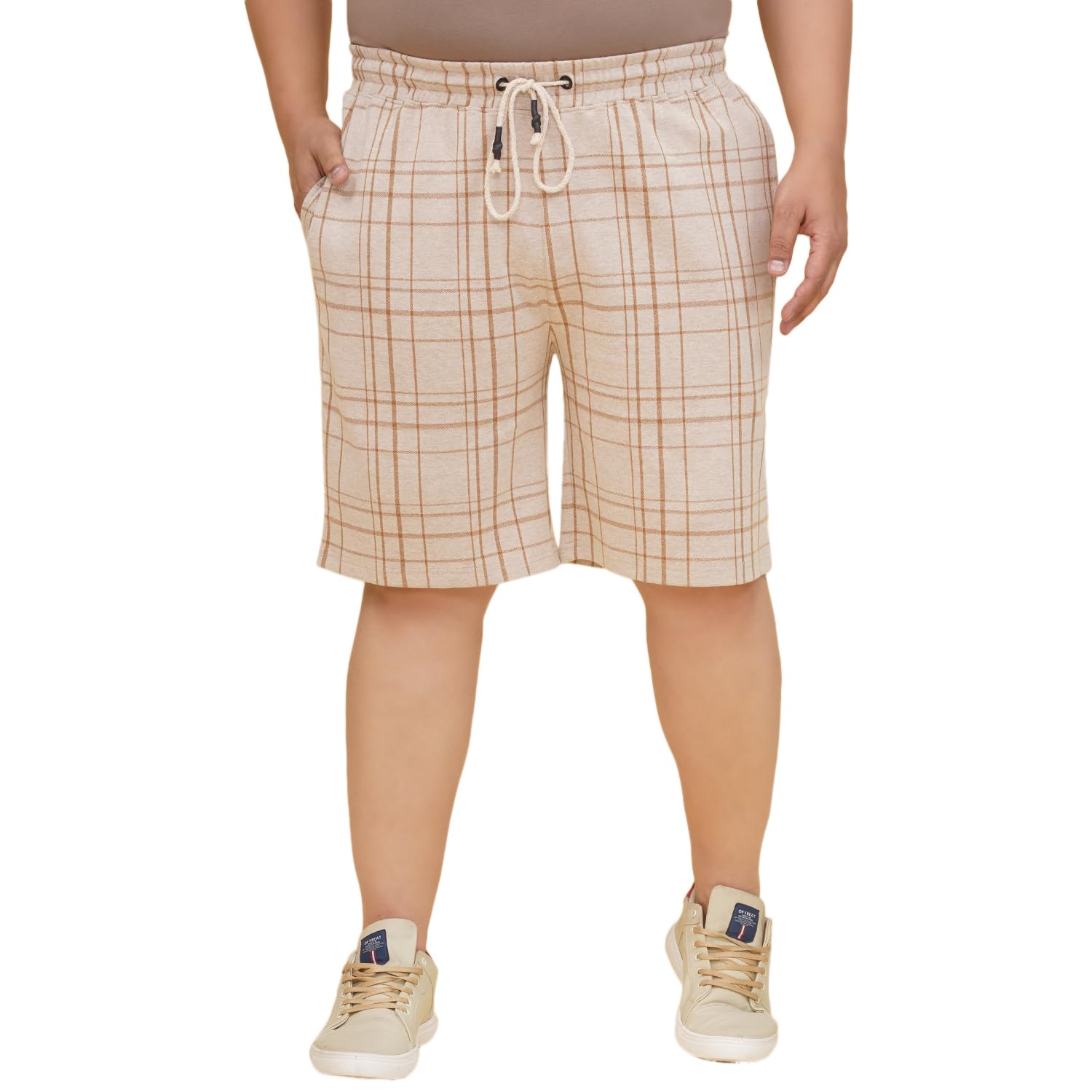 john pride Plus Size Men Regular Fit Mid-Rise Checked Beige Regular Shorts (JPSOK13043_Beige)-picture-39