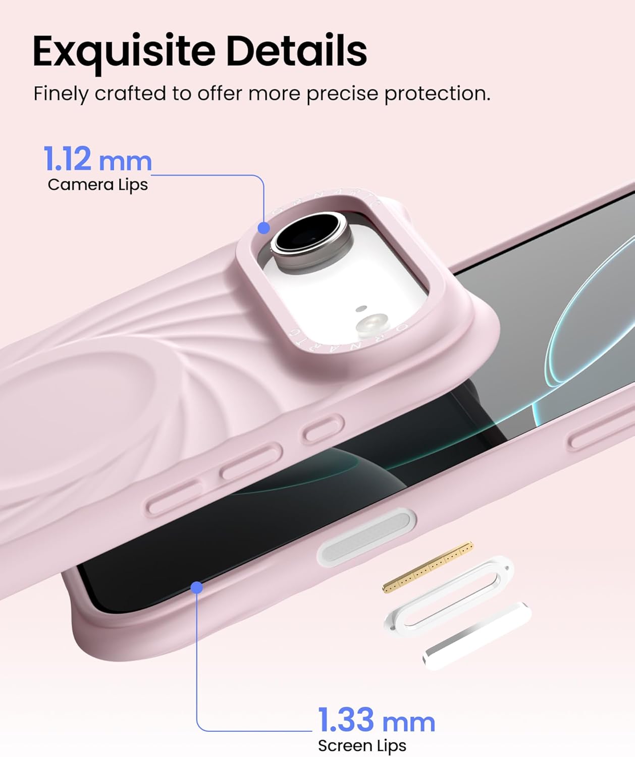 ORNARTO Vortuxe for iPhone Air Case 6.5" | 2X MIL-STD Protection | Camera Control Button | Compatible with MagSafe | Sleek Aesthetic Liquid Silicone Phone Cover for iPhone 17 Air 2025 | Pink Quartz