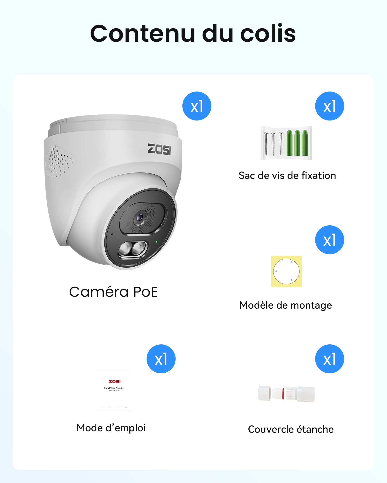 ZOSI C220 4MP Caméra Surveillance Extérieure PoE Supplémentaire