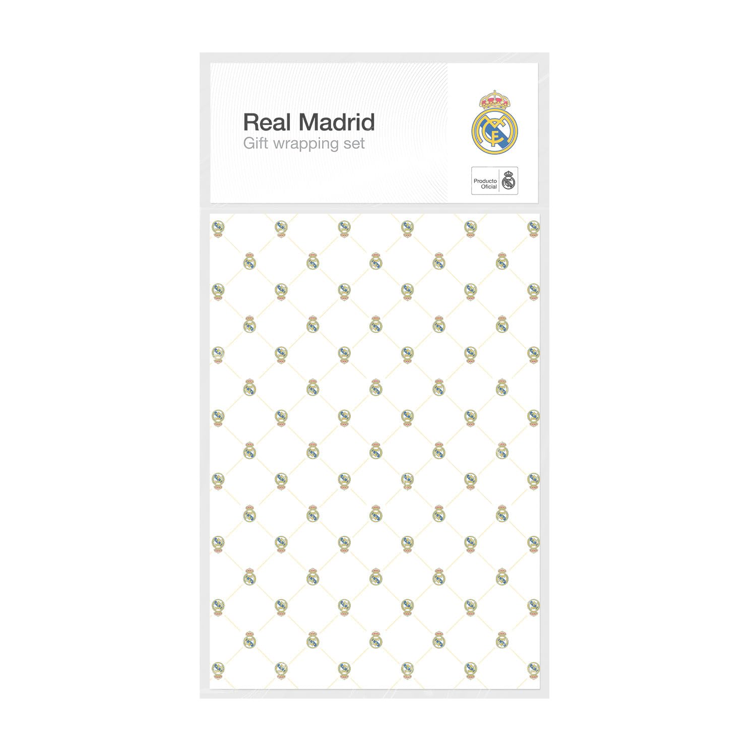 Papel regalo Real Madrid - Papel de regalo infantil + Kit envolver real madrid niño regalos navidad | 2 bolsa regalo : Papel envolver regalo (50x70 cm) Embalaje para regalos