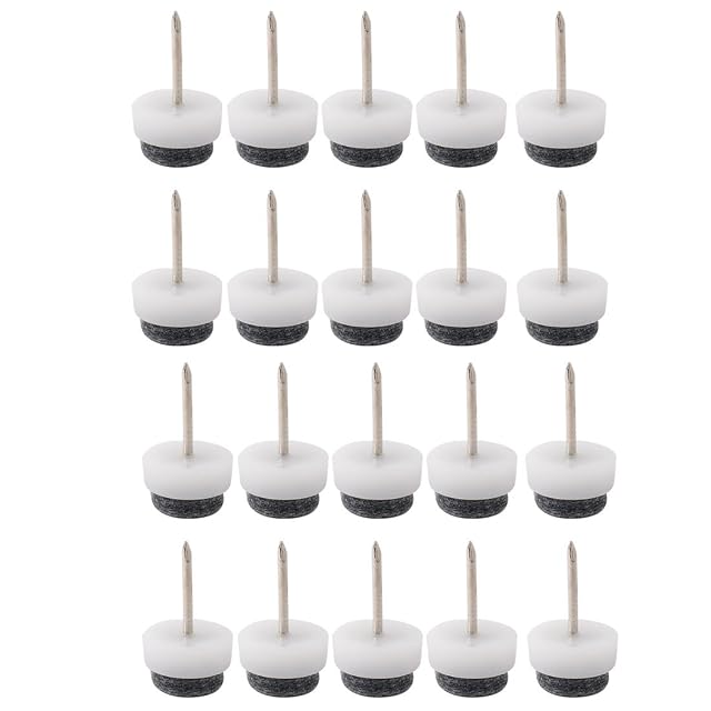 Family Table Chair Furniture Feet Legs Floor Protector Guard Felt Pad Nails 13mm Diameter Pack of 20 White