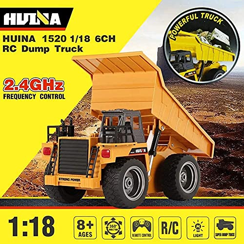 Remote Control Construction Dump Truck Toy 2.4G Rc 6 Channel Bulldozer 4 Wheel Driver Mine Construction Alloy Metal Vehicle Truck 1:18 With 2 Rechargeable Batteries For Boys Birthday Xmas Gift #TOP3
