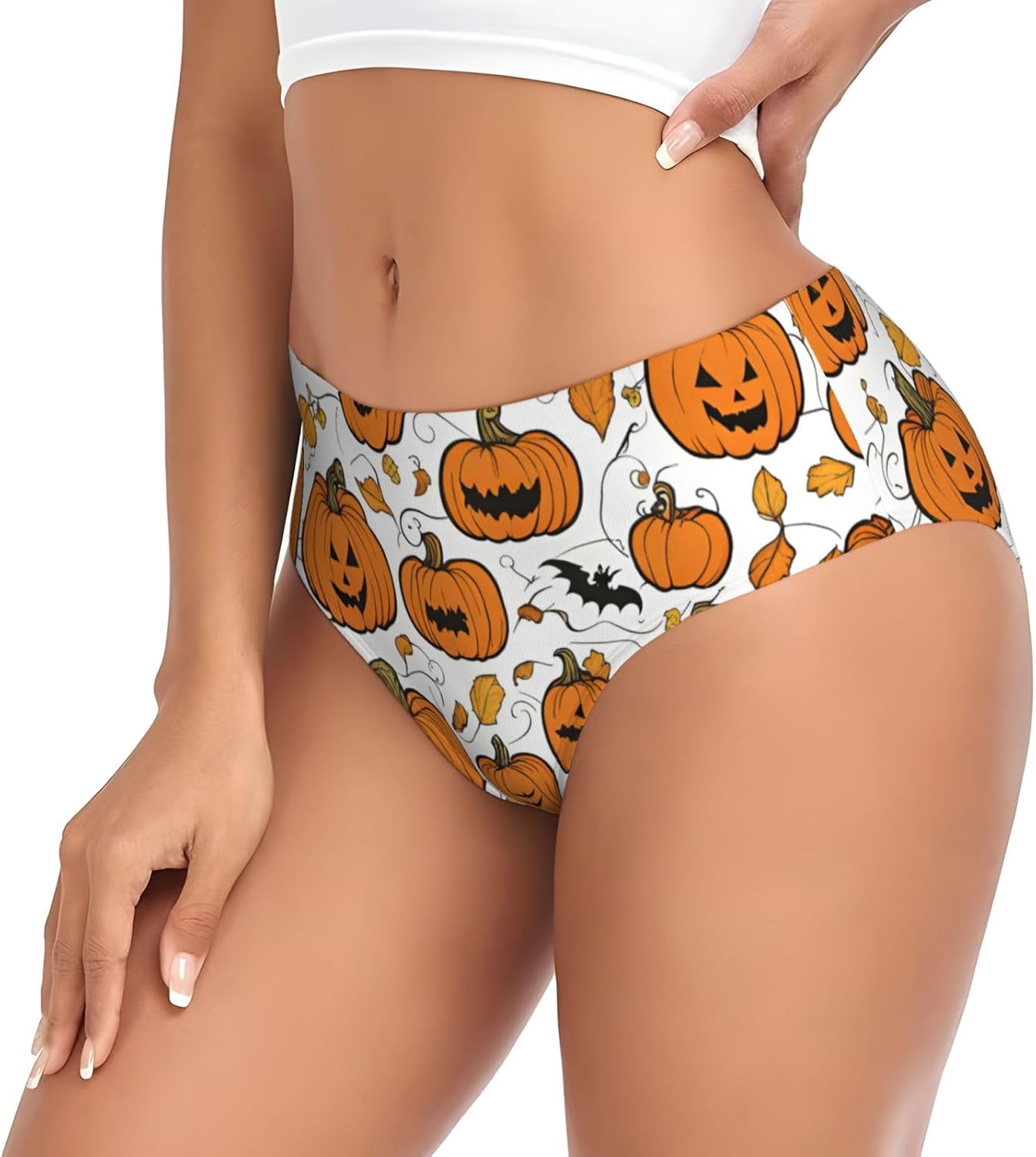 Halloween Pumpkin Patterns Print Women'S Briefs Underwear,Soft And Comfortable Cotton Briefs,For Everyday Wear