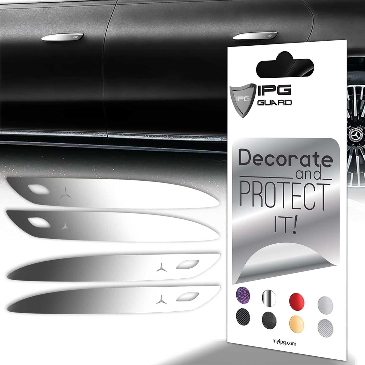 IPG Mercedes EQS/EQE/CLA-S Class/E-Class Serisi Uyumlu Dekoratif Kapı Kolu Sticker Seti (Krom)