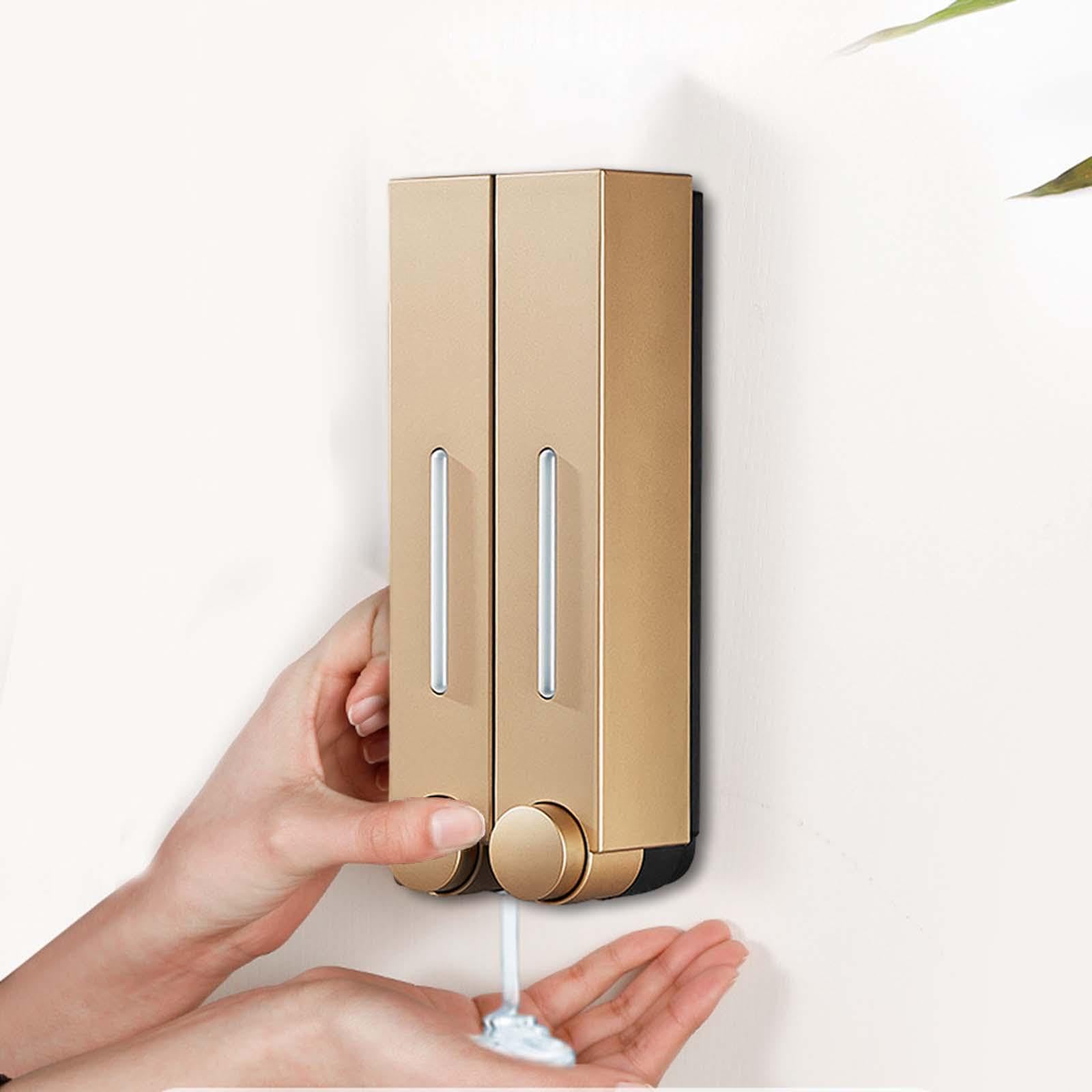 MagiDeal Dispensador Manual de Jabón para Platos, Contenedor de Loción Práctico, Resistente, Recargable, Montado en La Pared, para El Hogar, Baño, Cocina, Rest, Doble Cabeza