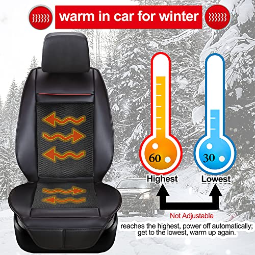 Fochutech Warm Car Seat Cushion Cover Faux Leather Driver Seat Cover Comfortable Winter Driving (Black, 1 Pcs, Front Seat) #TOP3