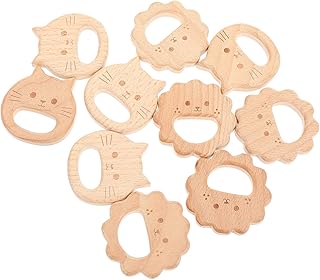 Toyvian 10 Peças Mordedor De Brinquedo Para Bebê Brinquedos Para Mastigar Brinquedos De Animais De Madeira Mordedor De Madeira Brinquedo Molar Pequeno Mordedor Pacificador Mordedor