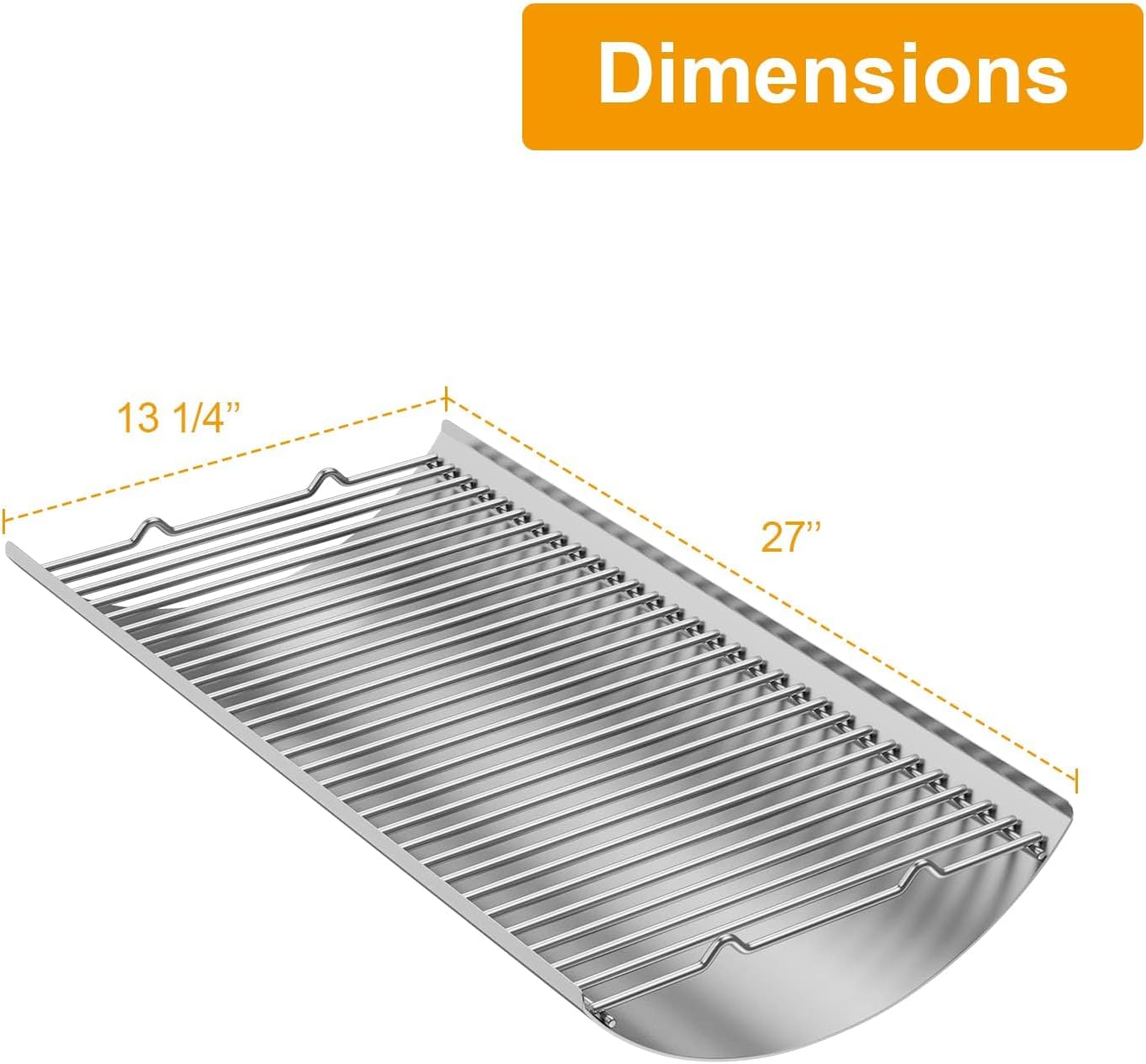 LS'BABQ Stainless Steel 27 Inch Charcoal Ash Pan Replacement for Chargriller Charcoal 1224 1324 2121 2222 2727 2828 2929, Charbroil 17302056 Grills, Charcoal Tray Grates with 2pcs Fire Grate Hangers