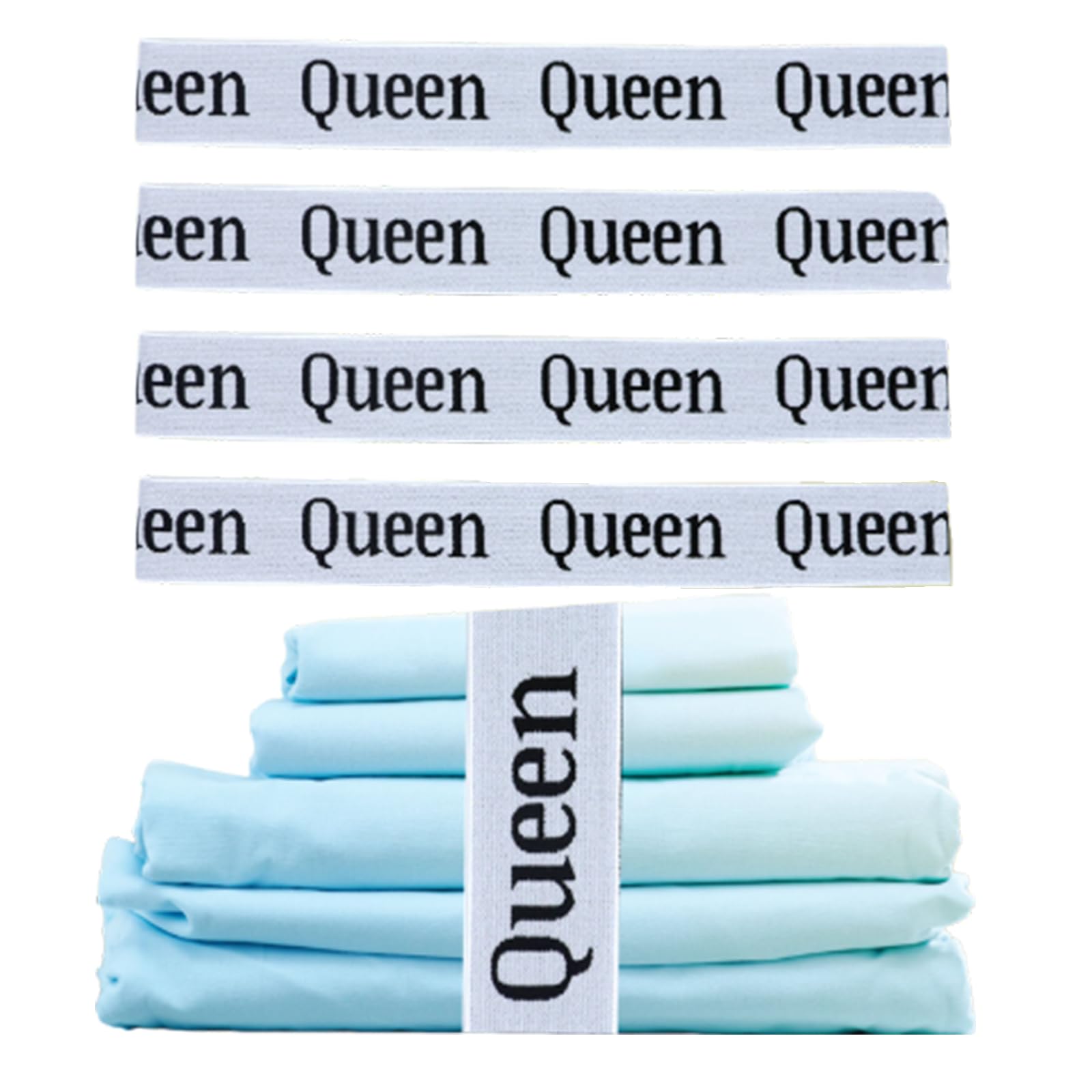 Keepsweat Queen 4 Pcs Bed Sheet Organizer Bands Linen Closet Organizer And Storage Label Bands Elastic Bedding Sheet Keeper Closet Organization For Foldable Bed Sheet(Queen)