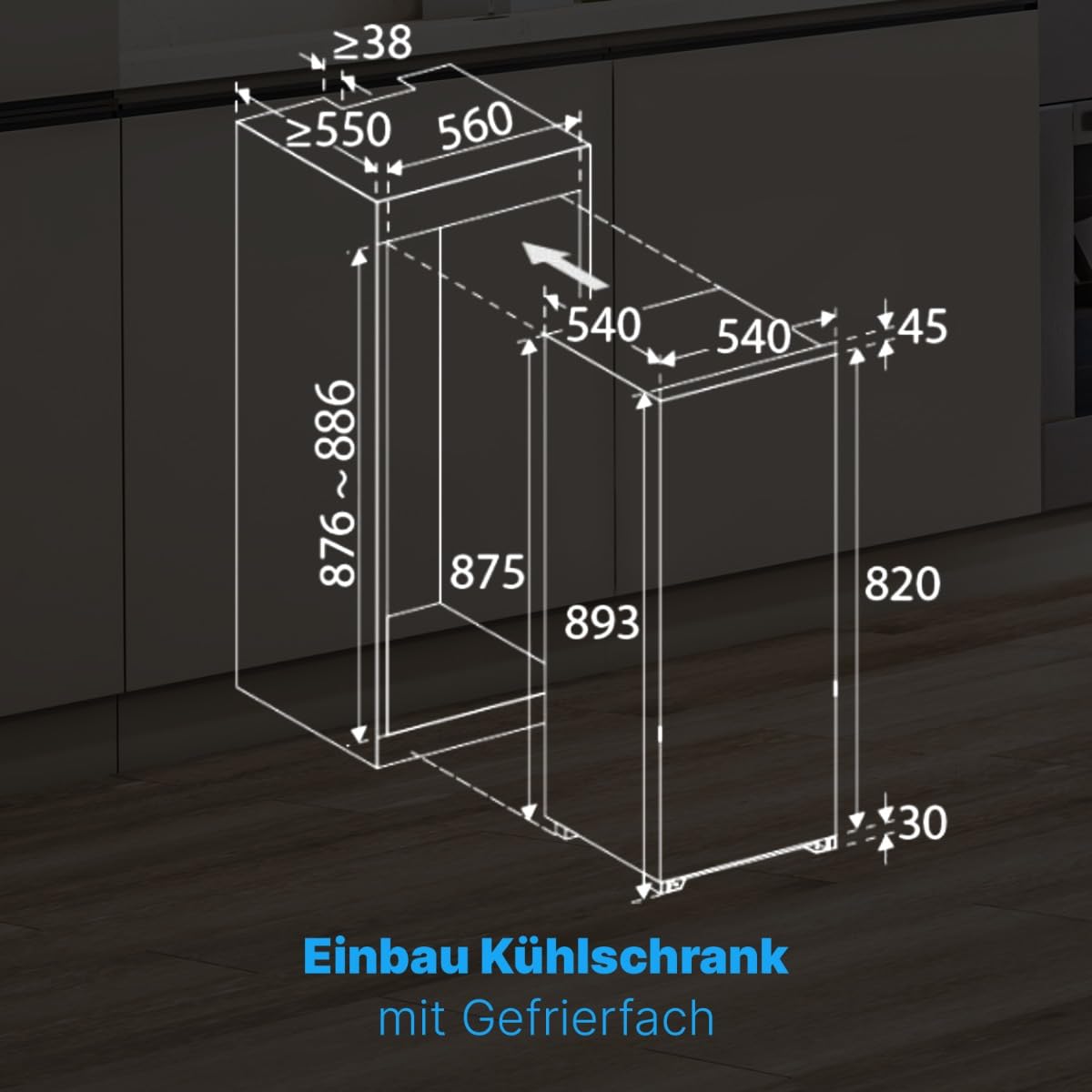 Bomann® Einbaukühlschrank mit Gefrierfach | Kühlschrank Einbau 118L mit 2 Ablagen | Einbaukühlschrank mit Abtauautomatik & Schlepptürausführung | wechselbarer Türanschlag | KSE 7810