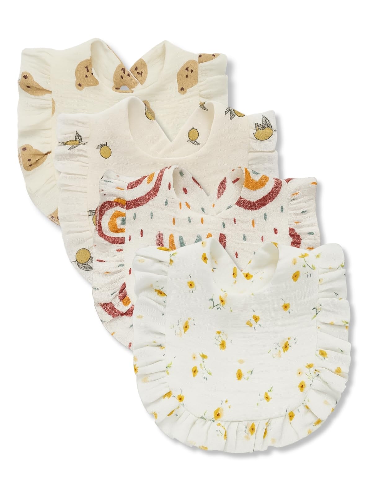 Youstylo Muslin Baby Bib | 4 Pcs. Organic Cotton Baby Bibs | Super Absorbent Bandana Apron with 2 Snap Buttons For Drooling Teething Feeding (0-12 Months, Pack of 4)-image-43