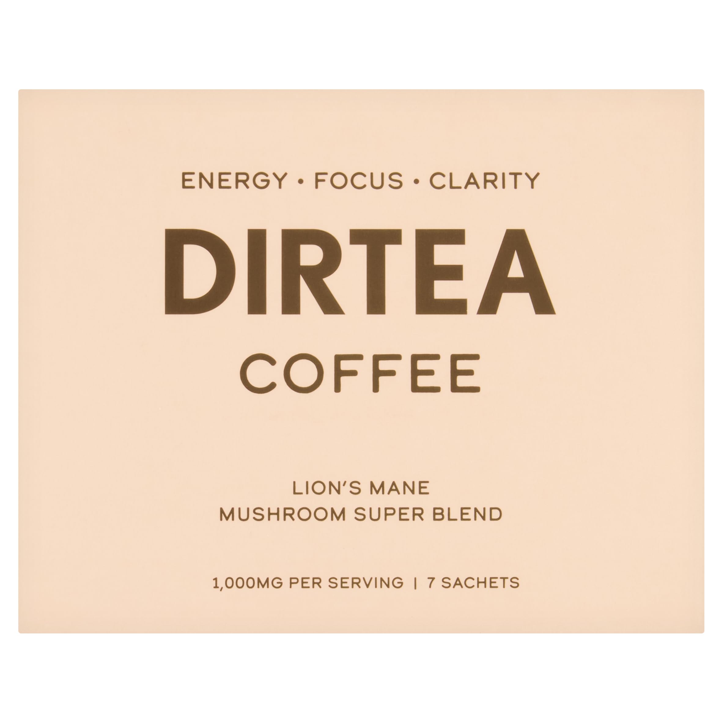 DIRTEA Coffee Sachets (7 x 2.5g) - 1,000mg Organic Lion's Mane, Vitamin B Complex, Arabica Beans with B6, B12 & Folic Acid