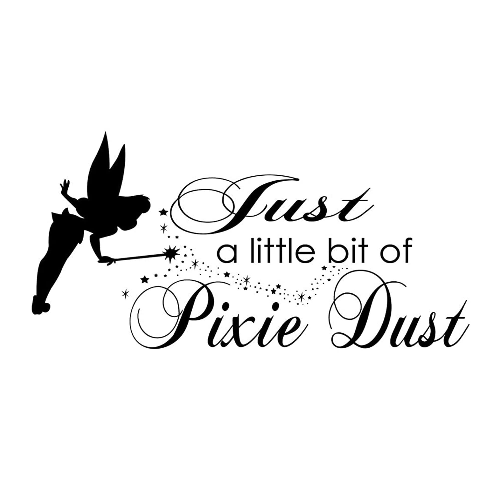 Just a Little Bit of Pixie Dust Wall Sticker – Nursery Quote Wall Decal | Fairy Themed Vinyl Wall Art for Baby Room, Girls Bedroom | Magical Removable Wall Stickers
