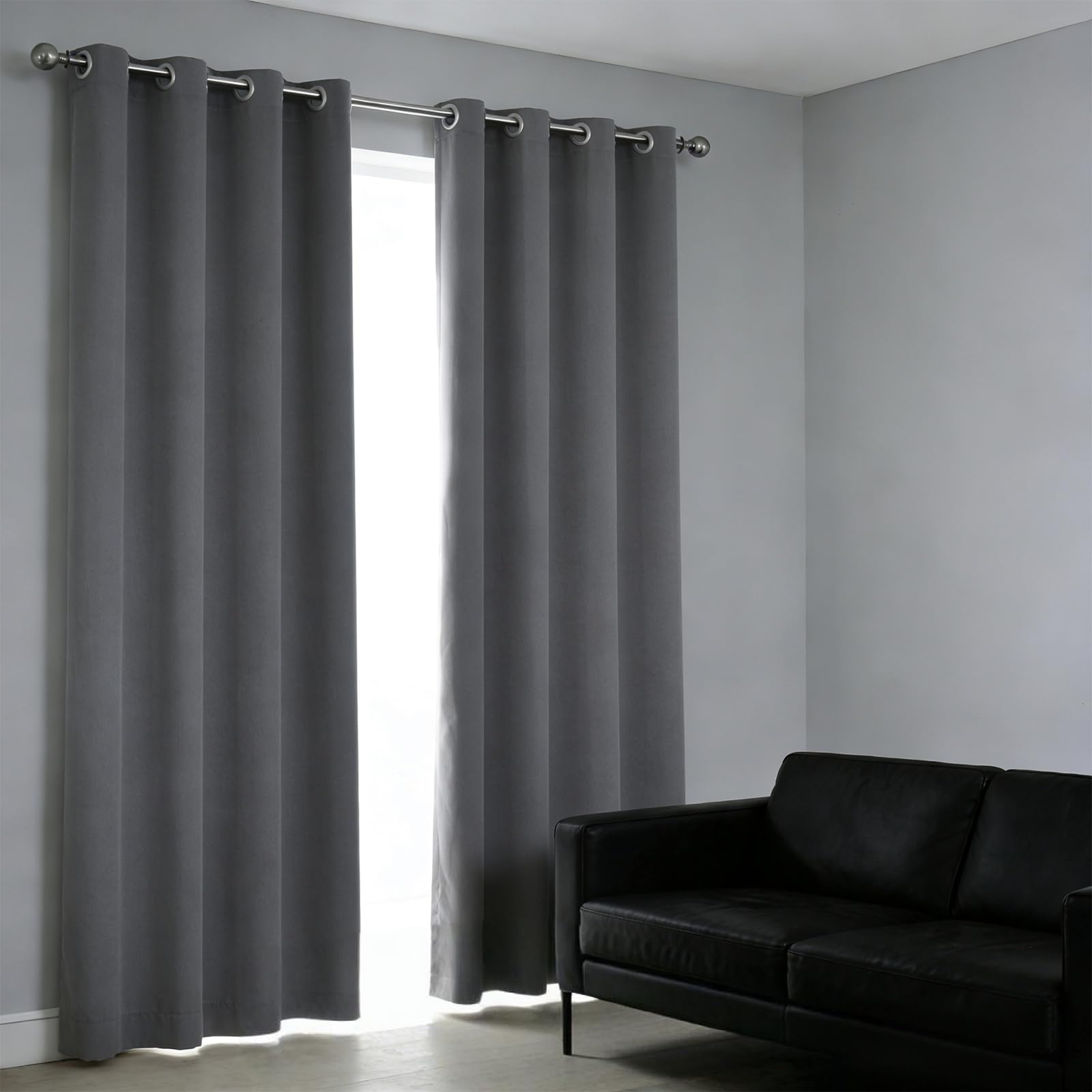 Rideau Occultant 100 x 260 cm Doux, Thermique Isolant, Isolant Thermique, Anti Froid, Bloquer Lumiere, Anti UV Rideaux Brise-Vue pour Salon Chambre Cuisine Dressing, Gris