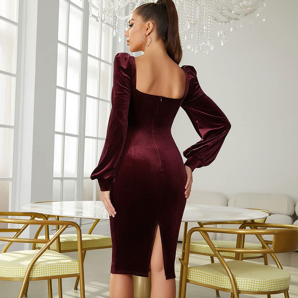 Womens Bodycon Dress Sexy Long Sleeve Splicing Mesh Form Fitting Dress  Party Club Cocktail Mini Dress-Red|XS : Amazon.ca: Clothing, Shoes \u0026 ...