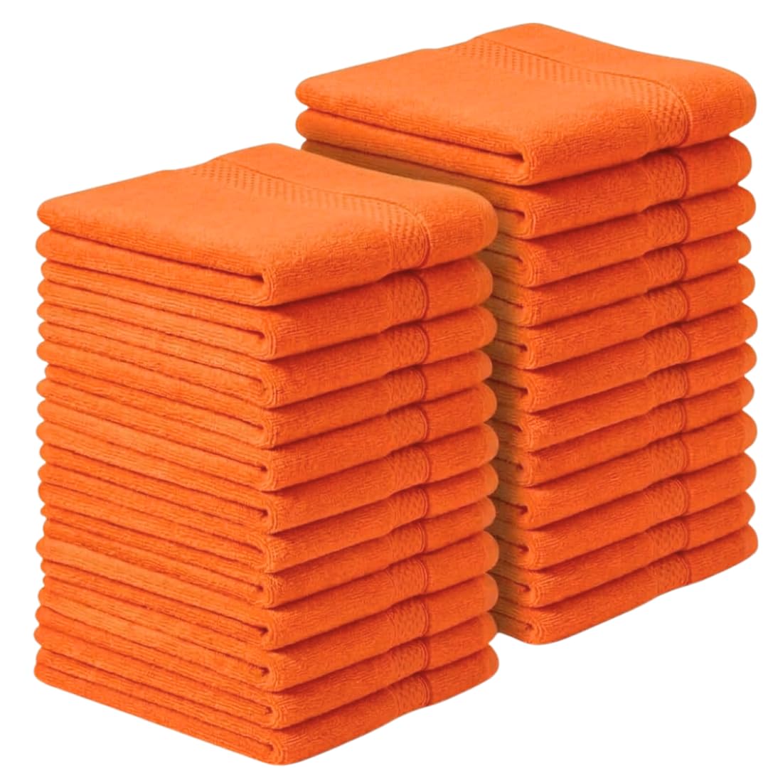 Diamond Tex Premium flannels/Washcloths 100% Cotton face cloth (30x30 cm 600 GSM) – Soft Flannel Face cloth, (Blue Lagoon, Pack of 2,4,6,8,12,24,36,48) (6, Orange)