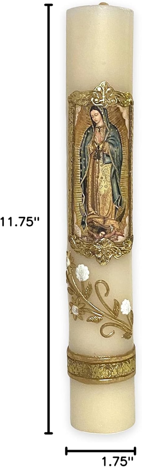 11.75" Our Lady of Guadalupe Devotional Candle Cirio Paschal Easter Lent Cirio Pascual Semana Santa Virgen Guadalupe Vela