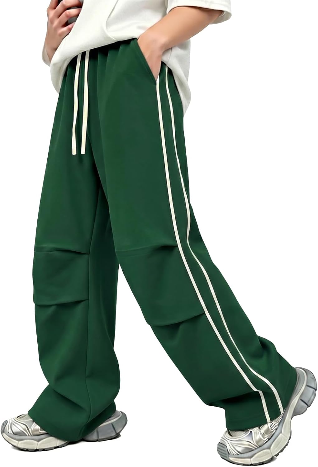 GINGTTO Mens Baggy Sweatpants Wide Leg Track Pants Open Bottom Loose Fit
