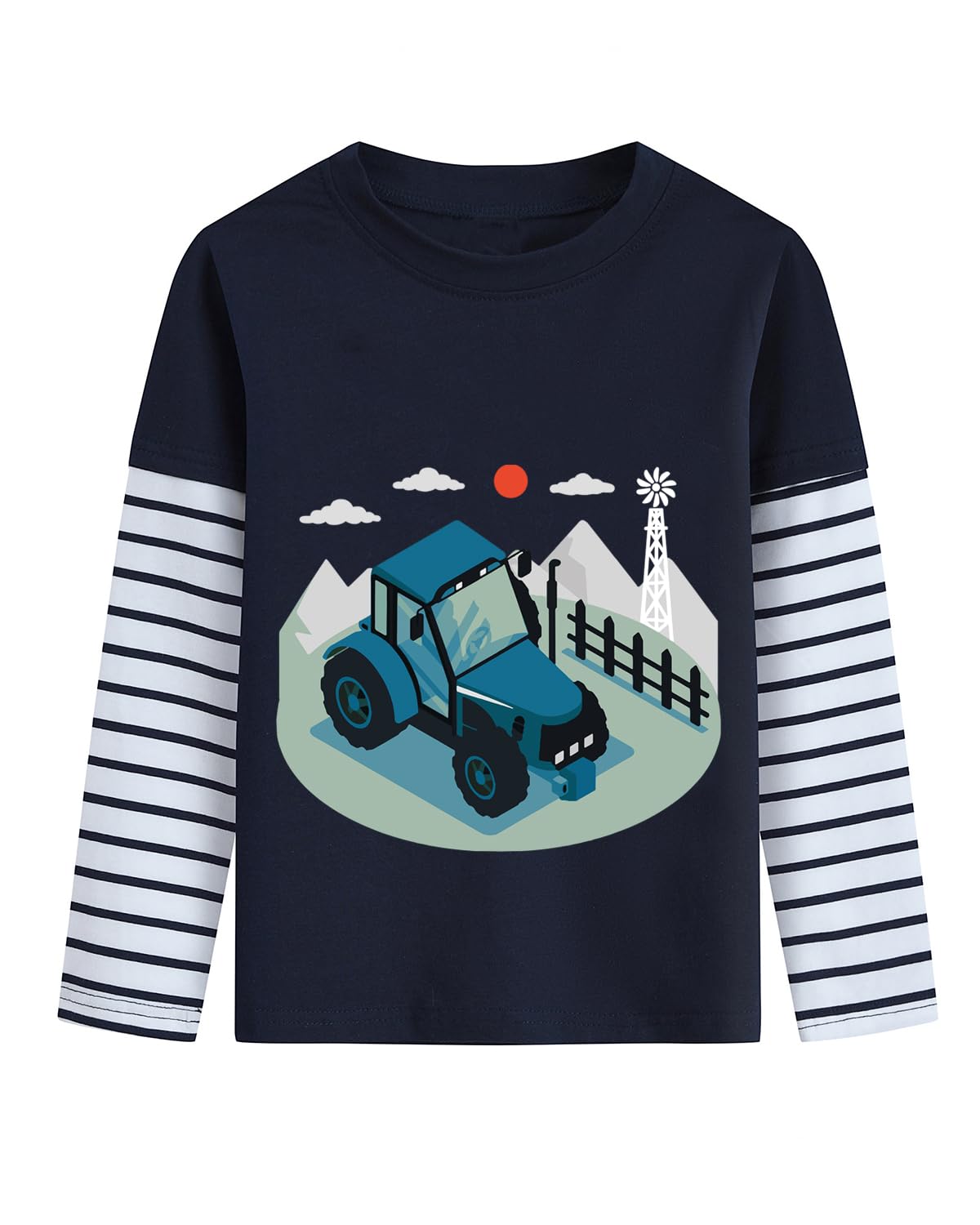 DHASIUE Langarmshirt Jungen Bagger Dinosaurier Ballspiel Planet Der Blaue Zug Pullover Kinder Longsleeve Tshirt 1-7 Jahre Gr.92-122