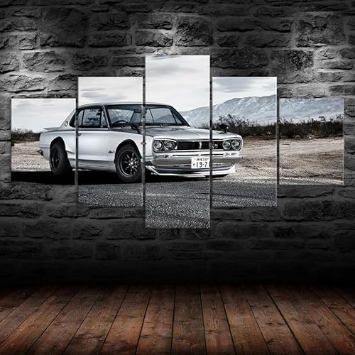 RAPSANI Impression sur toile 5 Parties peinture sur toile tableau decoration murale salon,Voiture de sport classique,tableau xxl,cadre,decoration chambre maison,150x80cm