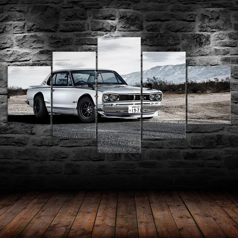 RAPSANI Mural 5 Piezas Pintura en Lienzo,5 Piezas Cuadros En Lienzos Coche deportivo clásico Modular Moderna 5 Piezas,mural pared salon 3d decorativo pared,Listo para Colgar,gift xxl 100x55cm