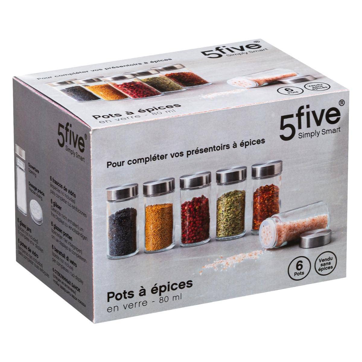 Secret de Gourmet - Coffret de 6 Pots à épices avec saupoudreur 80 ml