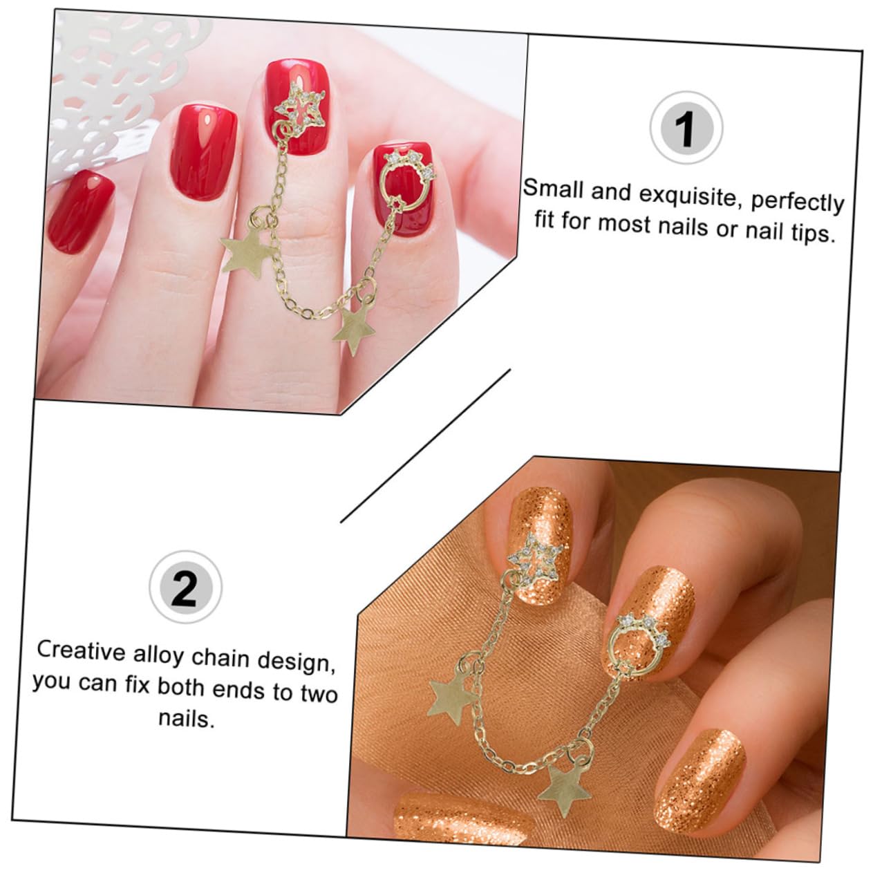Ipetboom Nail Decoration Chains Nail Studs Butterfly Bow DIY Manicure Fashionable and Durable
