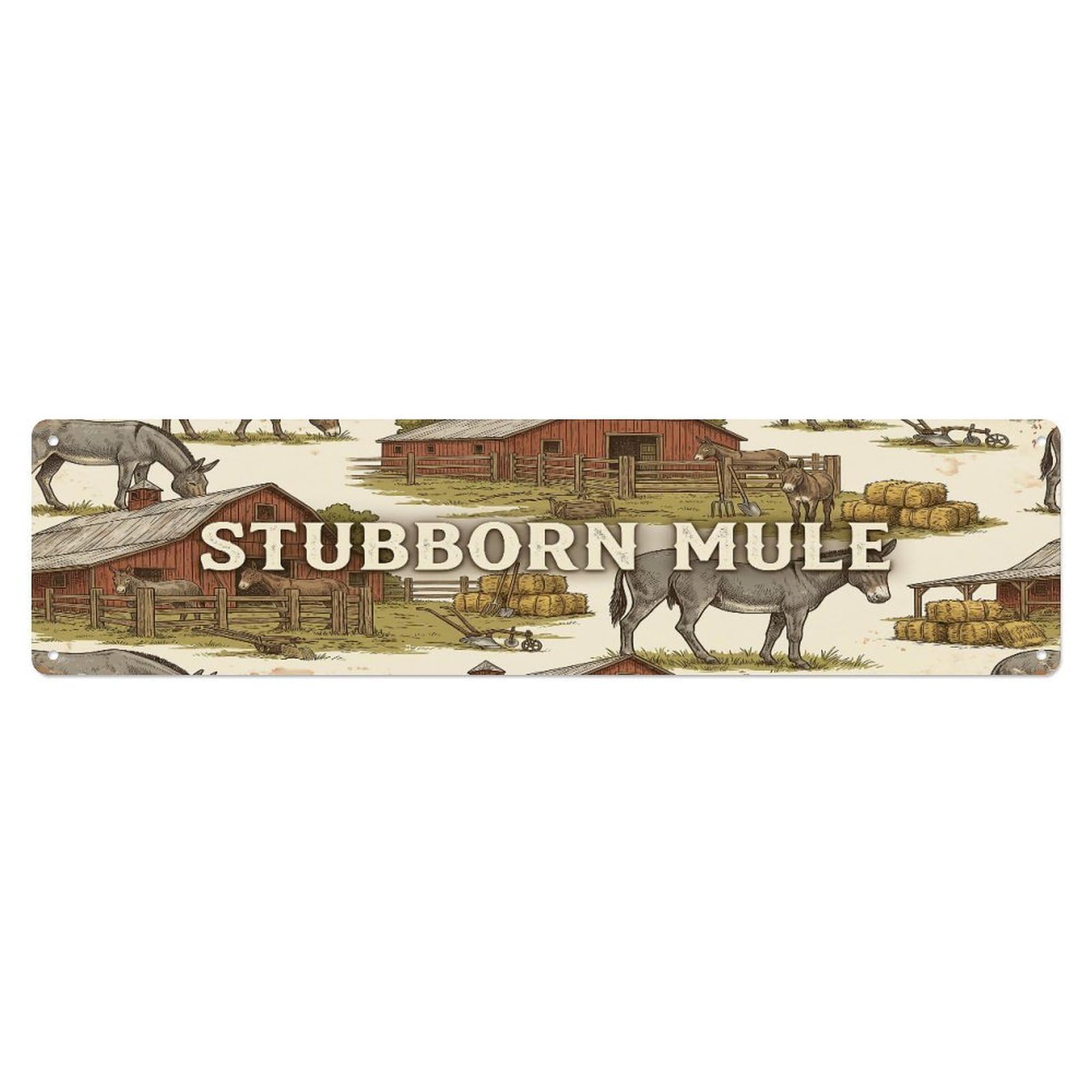 Xanthor Style Metal Tin Sign Vintage Barn Kick Mule Farmhouse Funny Mule Backyard Farm