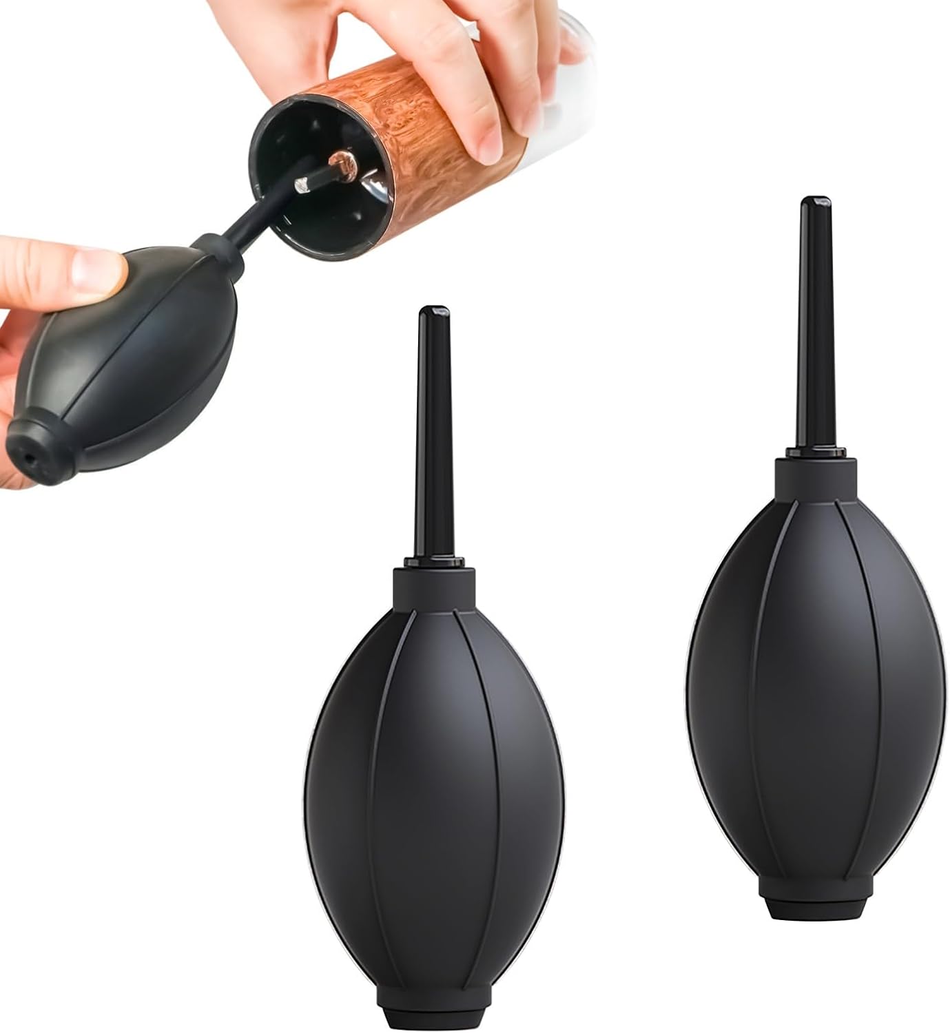 Coffee Grinder Silicone Air Blower, Coffee Machine Hard Tip Manual Dust Cleaner, Cleaning Tool for Camera Sensor Keyboards Watch and Espresso, Black, 2 Piece