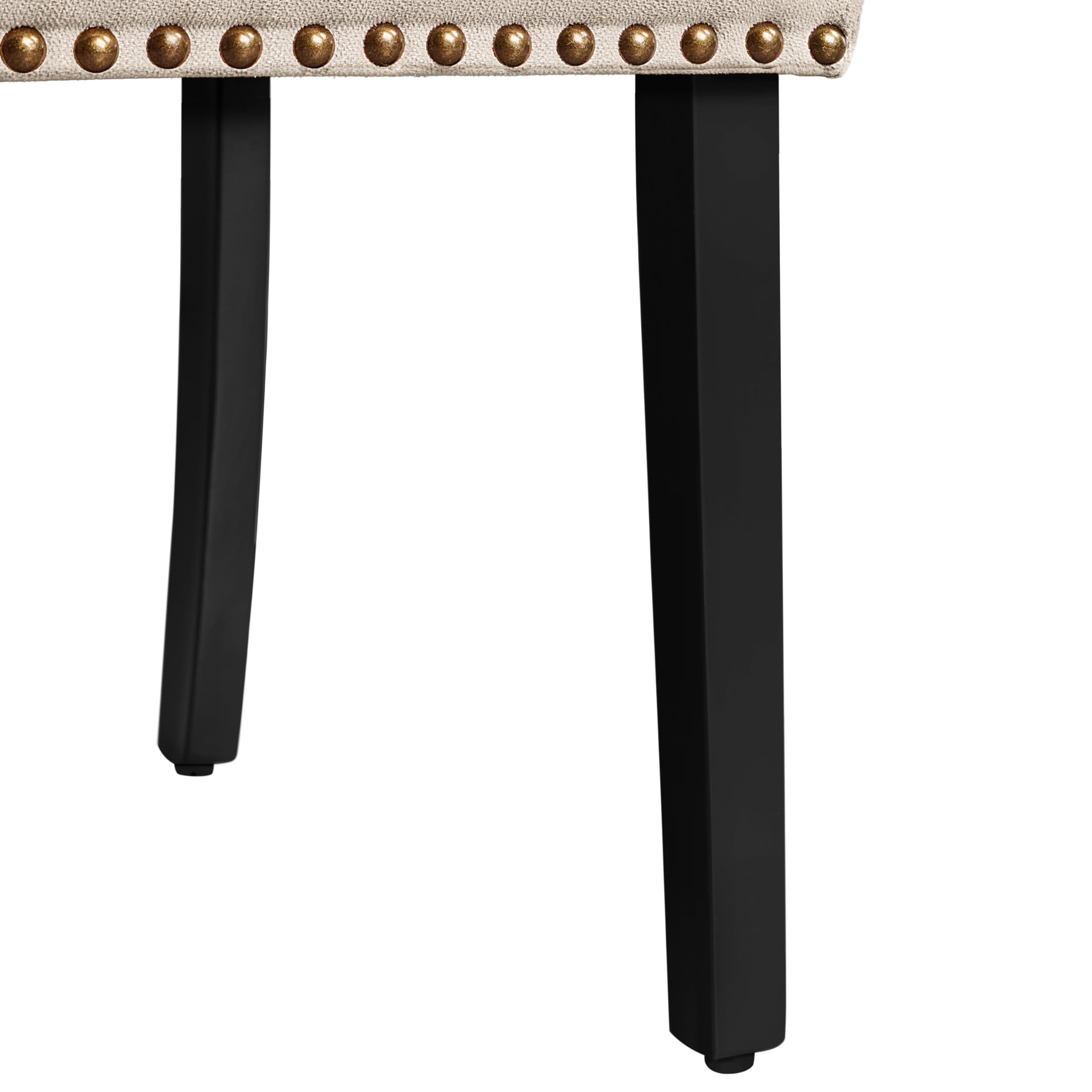 Yaheetech Set 2 Sedie Sala da Pranzo Tessuto Imbottite Eleganti Gambe in Legno Massello Schienale Alto con Bottoni Portata 140 kg Beige