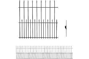 Black Steel Decorative Fence Panels for Gardens - 36 in H x 14.1 ft L