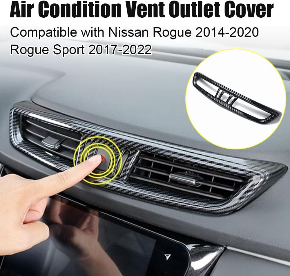 XITER ABS Center Console Air Conditioner Outlet Vent Cover Trim for Nissan Rogue 2014-2020 Rogue Sport 2017-2022 Central Control Panel Trim Sticker Accessories-Carbon Fiber Grain