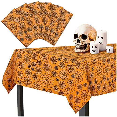 MATICAN Spider Web Plastic Table Covers - 6-Pack Disposable Table Cloths 54 x 108 Inches Halloween Party Decorations