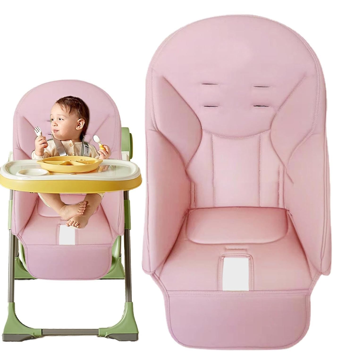 Cuscino per Seggiolone, Fodera per Sedia da Pranzo per Bambini, Imbottitura Seggiolone in Pelle PU, Morbido E Confortevole, Copriseggiolone Universale per Peg Perego, Baoneo, Kosmic Jan, Siesta Zero3