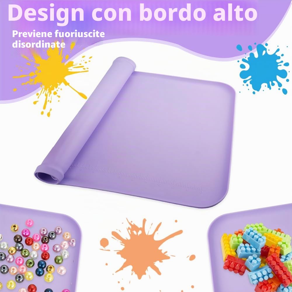 Tappetino in Silicone per Bambini 60 x 40 cm Tappetino Pittura Pieghevole Tappetino Silicone Pittura per Artigianato, Pittura, Resina, Gioielli Fatti a Mano