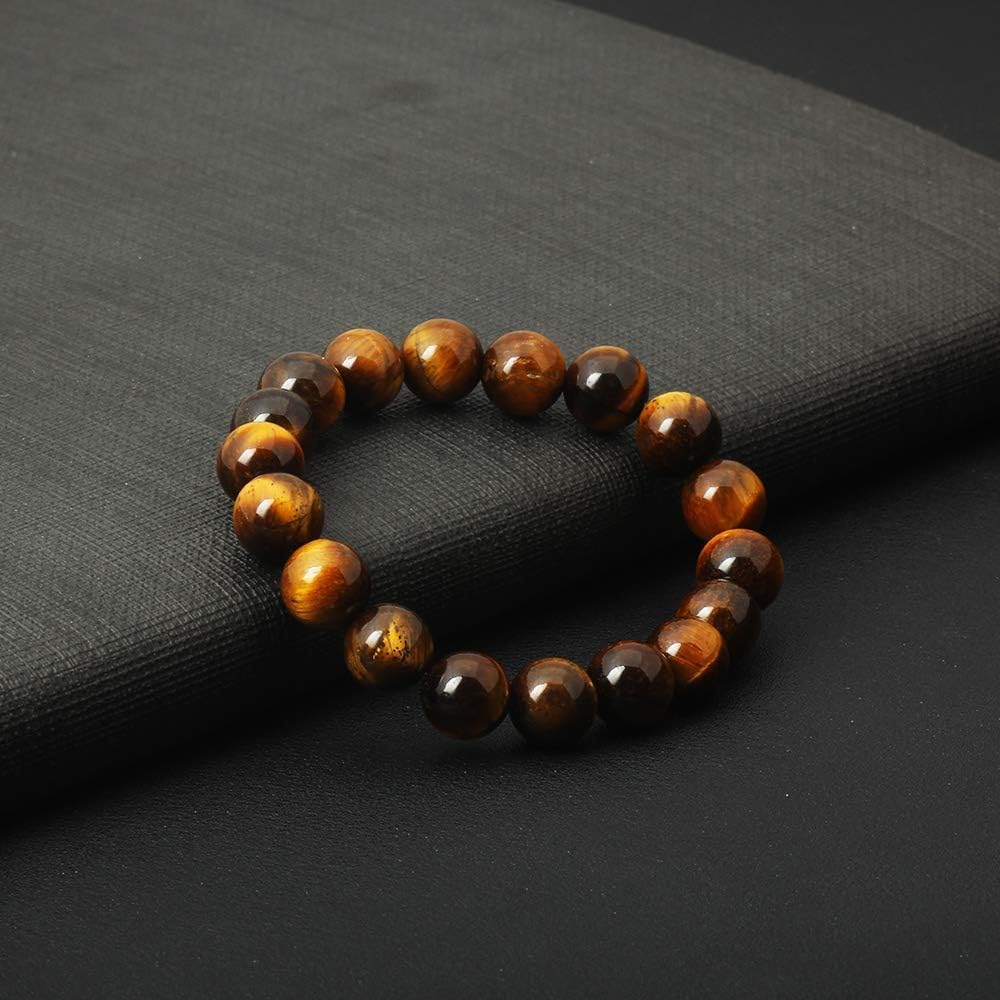 ASGIFT Natural Crystal Bracelet 10mm Yellow Tiger Eye Beads Bracelet Elastic Adjustable Yoga Bangle Healing Stone Beaded Bracelets Jewelry for Men Women (With Gift Box) - Image 5
